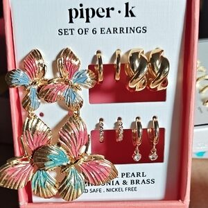 Piper Gold and Multicolor Butterfly Earrings Collection